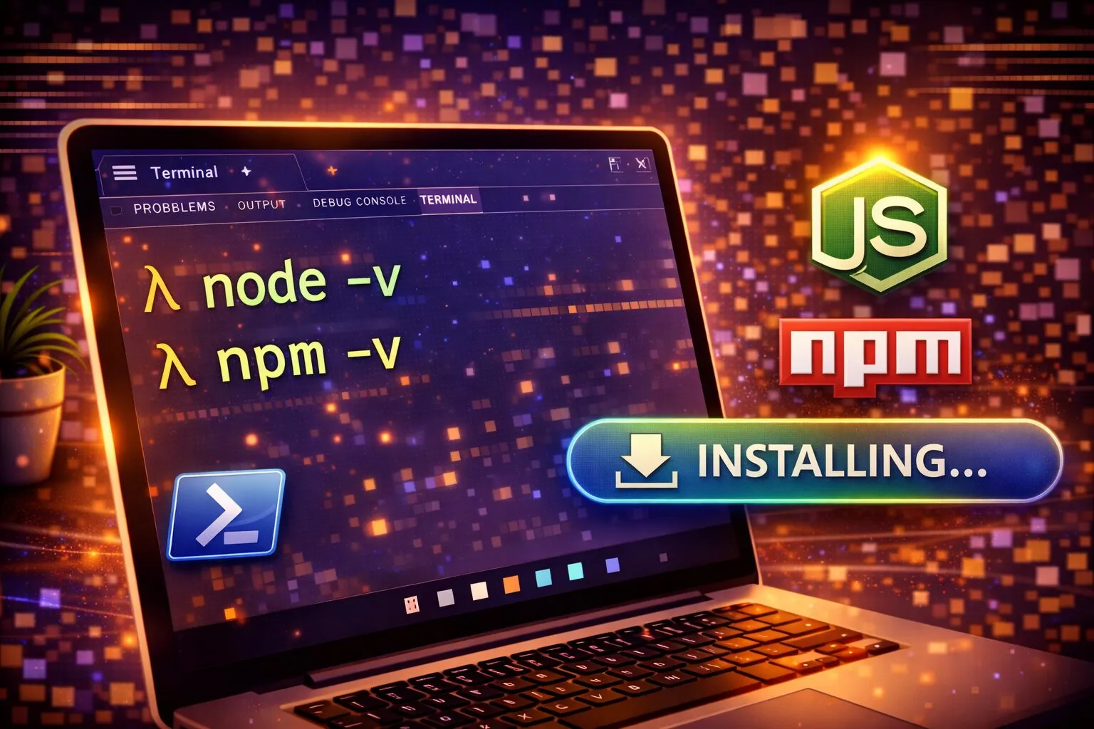 （任意）ターミナル（PowerShell）で「node」コマンドと「npm」コマンドを試し打ちするのアイキャッチ画像
