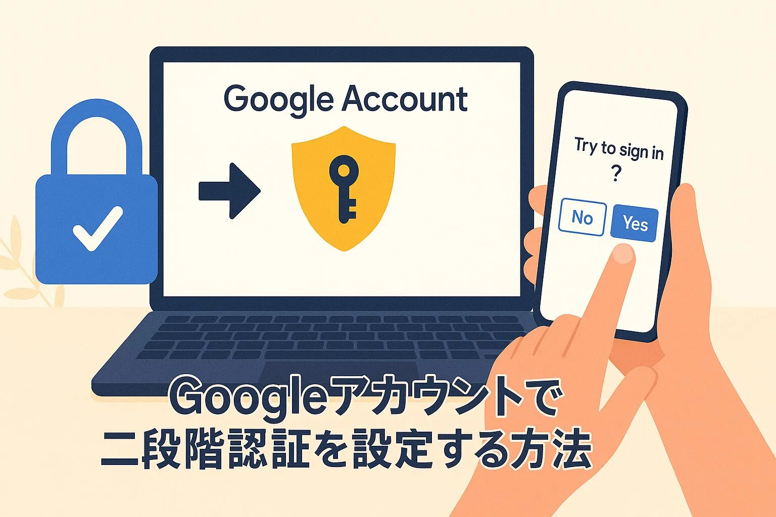 Googleアカウントで二段階認証を設定する方法のアイキャッチ画像