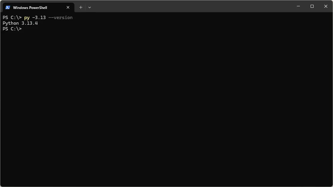 ターミナルが表示されるため、バージョンを確認するコマンドを入力し、Enterキーを押す操作の画面キャプチャ