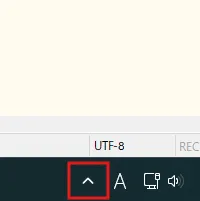Windowsの「タスクトレイ」を開く操作の画面キャプチャ（開く前）