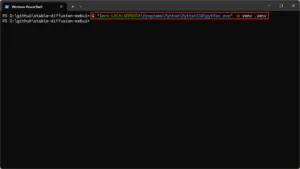 以下のコマンドで、仮想環境（venv）を作成する（「py」ランチャーが使用できない場合）操作の画面キャプチャ