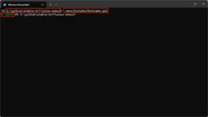 以下のコマンドで、仮想環境（venv）を有効にする操作の画面キャプチャ