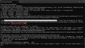 以下のコマンドで、「Stable Diffusion web UI」を起動する（PowerShell）操作の画面キャプチャ